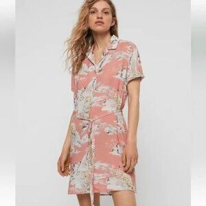 ALLSAINTS Women's Small Amia Borneo Shirt Dress Hawaiian Tiger Resortwear